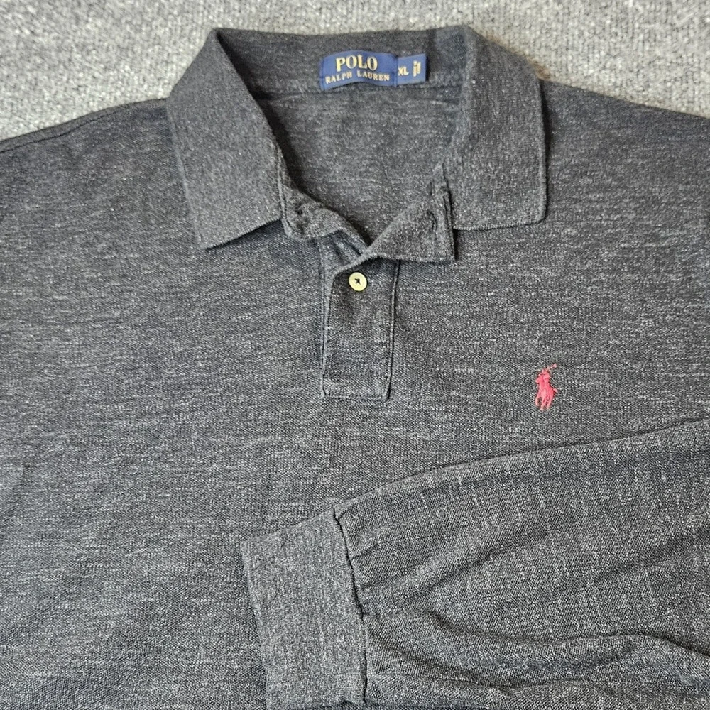 Polo Ralph Lauren Men's Longsleeve Polo Shirt Size XL Gray Preppy Classic‎